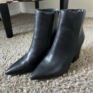 Black Faux Leather Booties